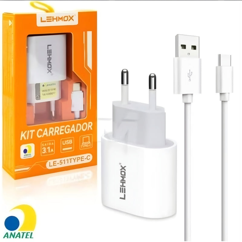CARREGADOR USB TIPO C RAPIDO 
3.1A LEHMOX LE-511-4