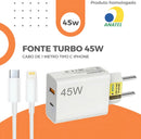 CARREGADOR PARA IPHONE TURBO 45W USB C/LIGHTNING LEHMOX LE-405 A+IOS