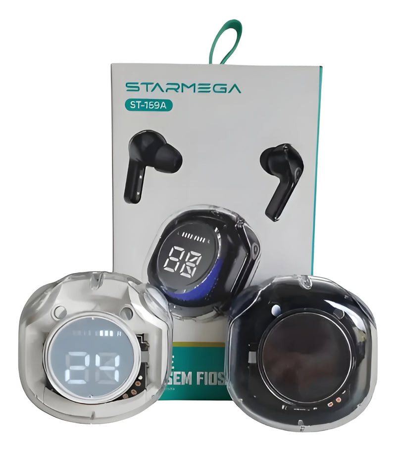 FONE DE OUVIDO BLUETOOTH 5.3 TRANSPARENTE STARMEGA ST-159A