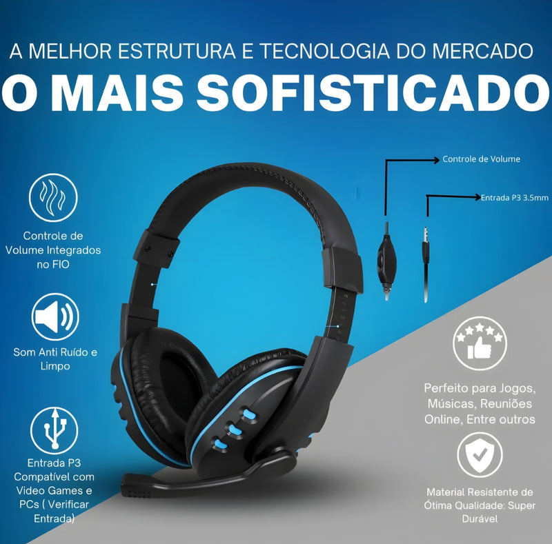 HEADPHONE GAMER COM CABO P3 
LEHMOX LEF-1020