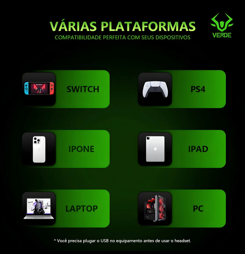 FONE GAMER HEADSET VERDE EJ-906-53