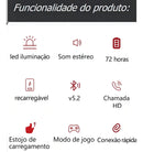 FONE DE OUVIDO BLUETOOTH 
GAMER POWER BANK XTRAD M88 PLUS