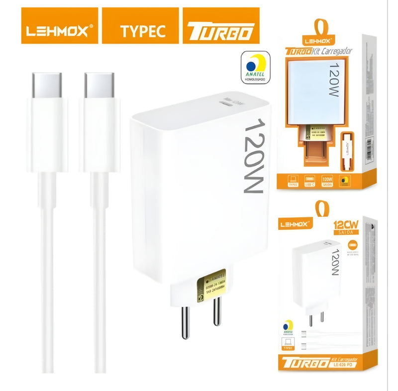 CARREGADOR PARA IPHONE TURBO 45W USB C/LIGHTNING LEHMOX LE-405 A+IOS